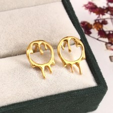 Gold Plated Drip Hoop Earrings – Unique Melted Design Statement Jewelry
