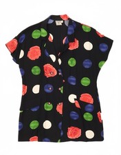 LUIGI Womens Shirt Dress IT 42 Medium Black Floral Viscose AF03