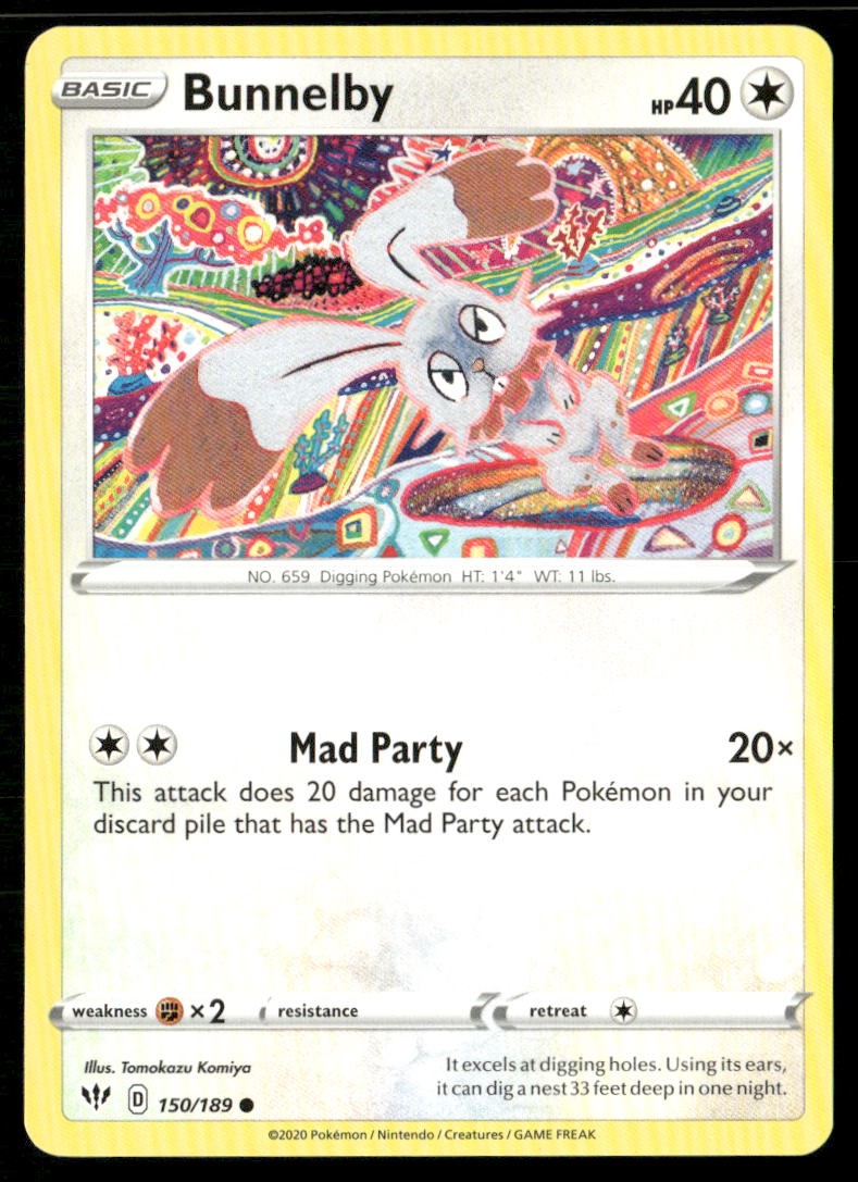 Bunnelby 150/189 Common Darkness Ablaze Pokemon Lightly Played