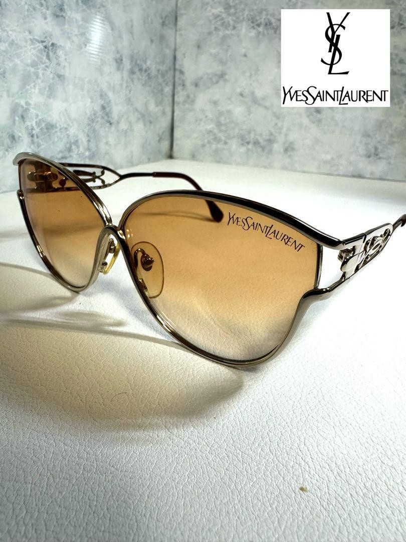 Autentici occhiali da sole Yves Saint Laurent classici oro montatura metallo oro unisex