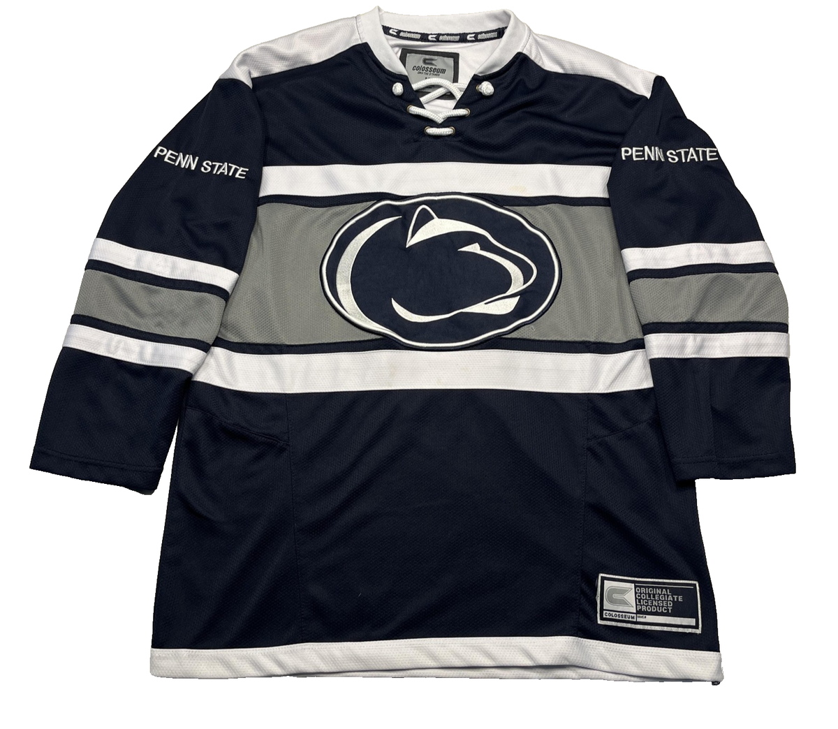 Penn State Nittany Lions Hockey Jersey Mens Medium Navy Gray White