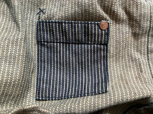 Striped Japanese Denim Shirt by DenimLab, XL, L/S, Slim fit, Grandad Collar - Picture 6 of 6
