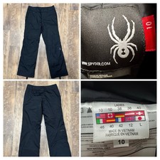 SPYDER Waterproof Insulated Snow Ski Snowboard Pants Womens 10 Large Black 3456