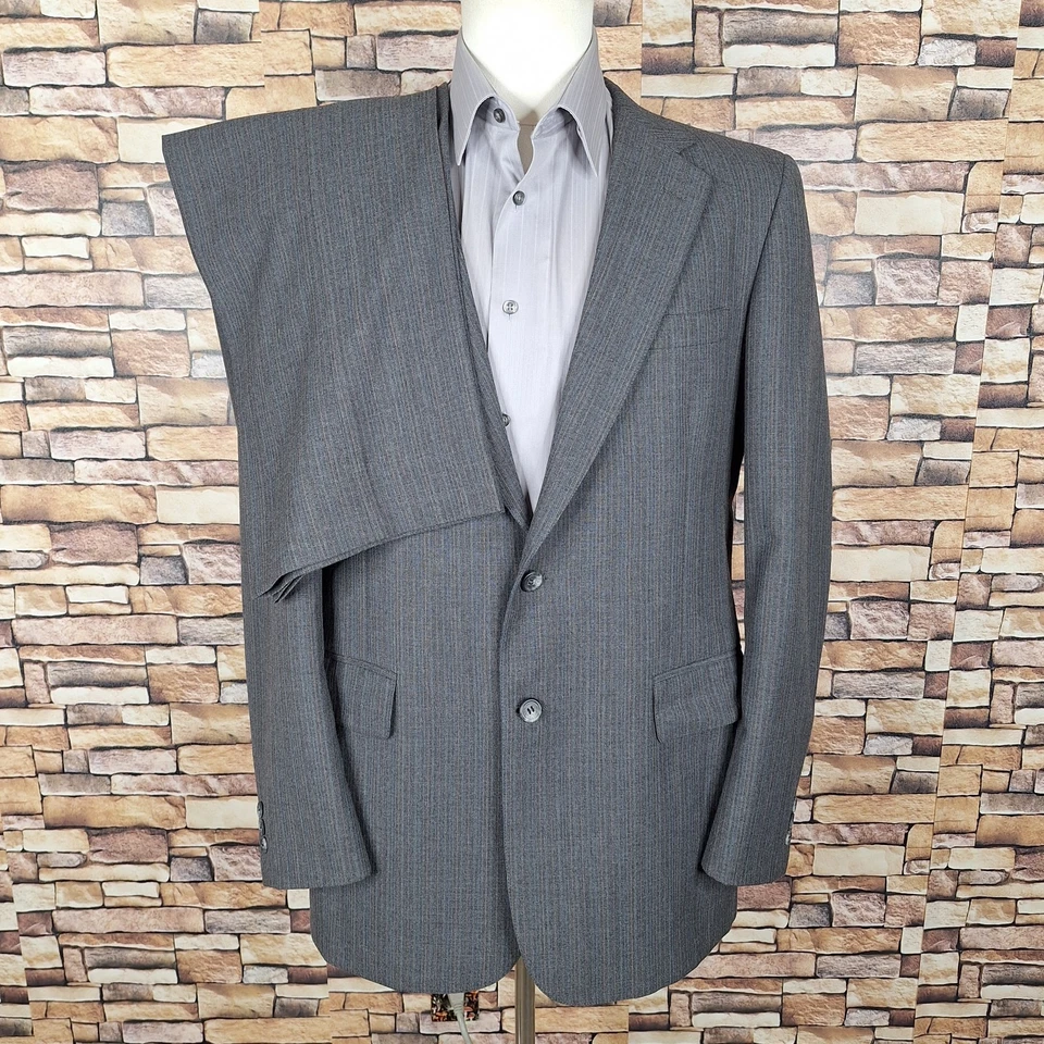 Cricketeer 2 Piece Suit Mens 42L 36X32 Gray Multicolor Stripe Vintage - Image 2 of 4