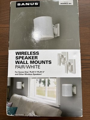 Sanus Wireless Speaker Wall Mounts Pair/White Adjustable WSWM22-W1