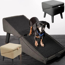 2 in 1 Haustierrampe mit Fu&szlig;st&uuml;tze Hocker Faltbar Fahrzeug Treppe Pet Ramp DE
