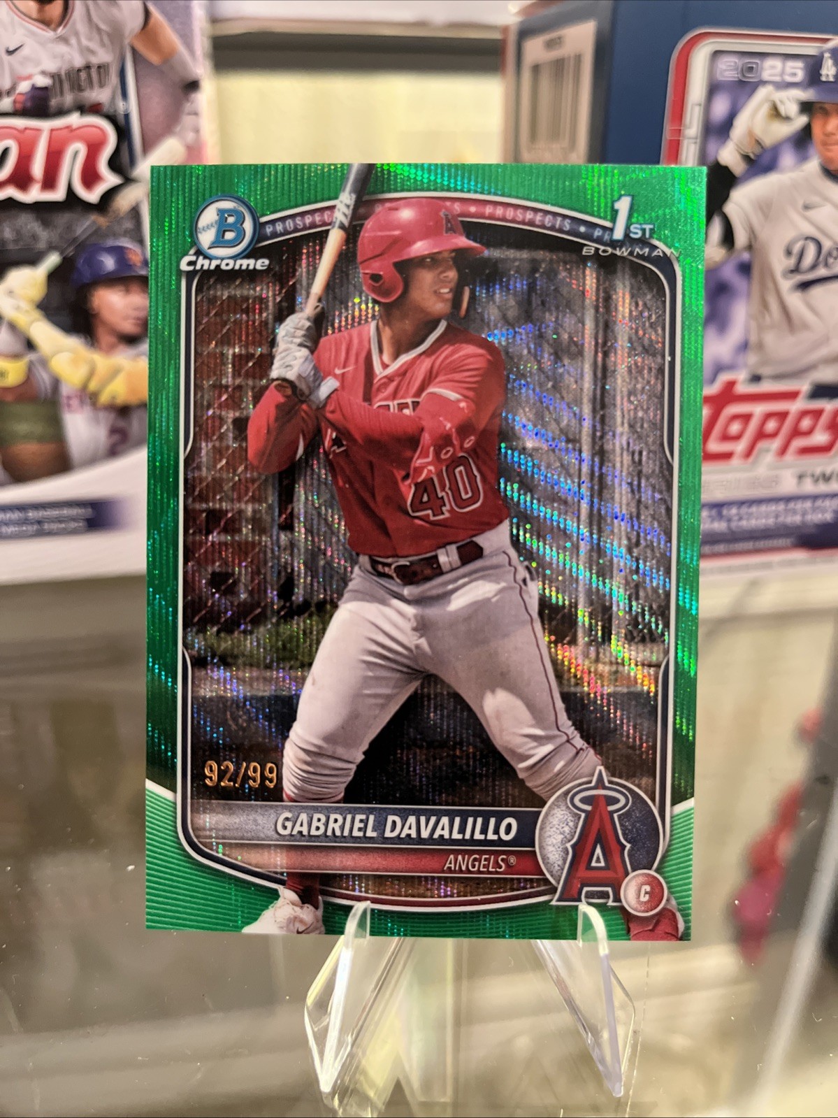 GABRIEL DAVALILLO 2025 BOWMAN CHROME 1ST GREEN WAVE REFRACTOR /99 Angels