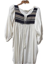 Vestido Exist Crema Talla XL Azteca Bordado Manga Larga Fluido Boho Campesino