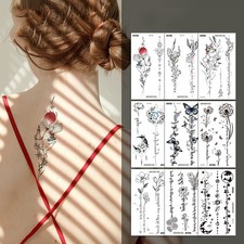 Plain Back Tattoo Sticker Temporary Body Art Water-Resistant Adhesive 16x9cm