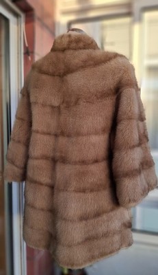 Genuine NERZ MINK НОРКА fur coat from transverse plates ./436/