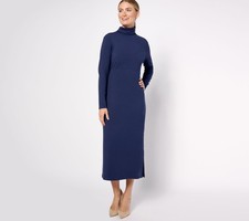 Women with Control Petite Finespun Jersey Tummy Control Midi Dress Deep Ocean Bl