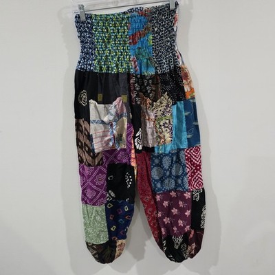 Ashley Taylor Womens Harem Pants One Size Patchwork Fairy Grunge Indie Festival