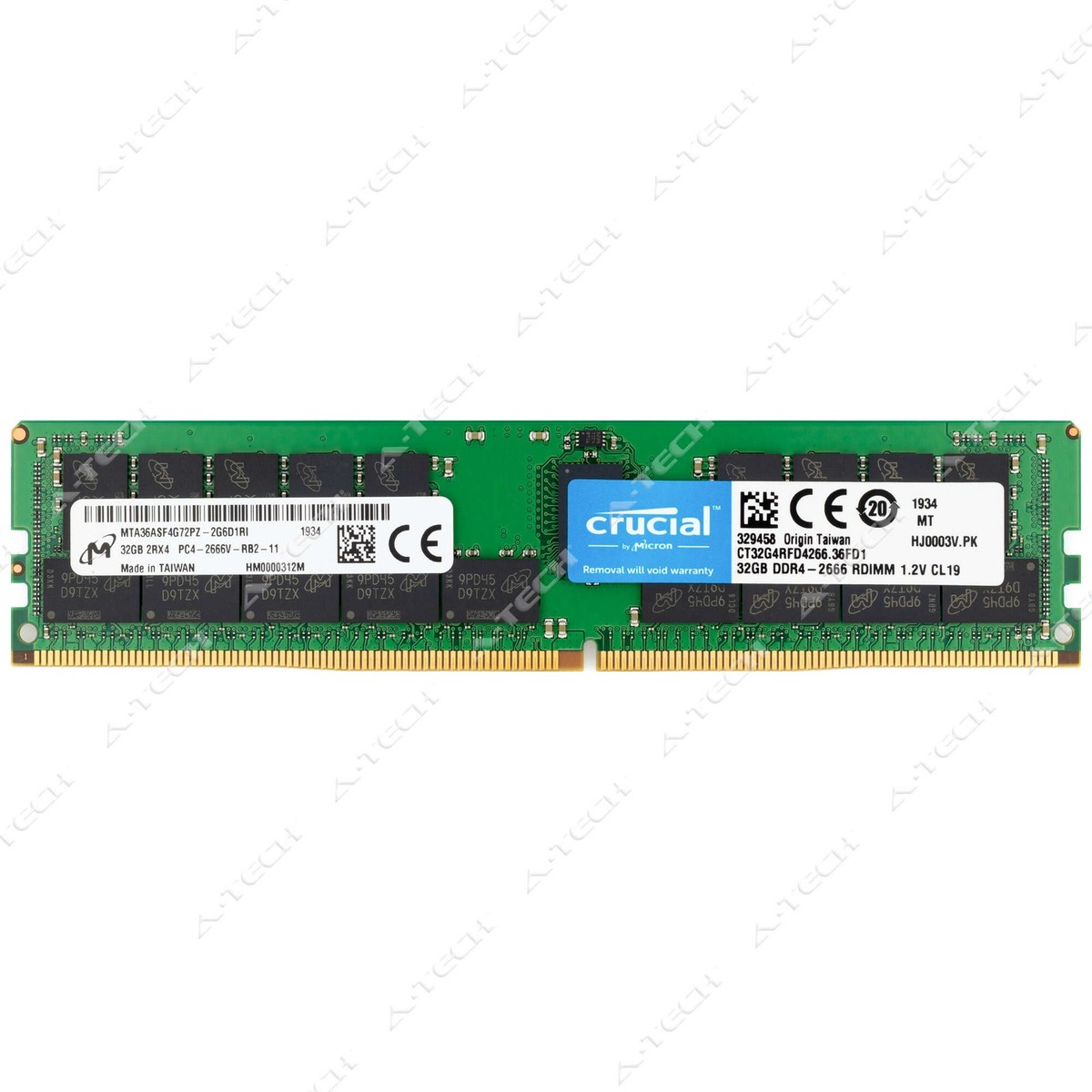 サーバーメモリ32GB DDR4MTA36ASF4G72PZ-26GEE1R1K Micron MTA36ASF4G72PZ-2G6D1 2RX4 32GB DDR4 PC4-2666V ECC Server
