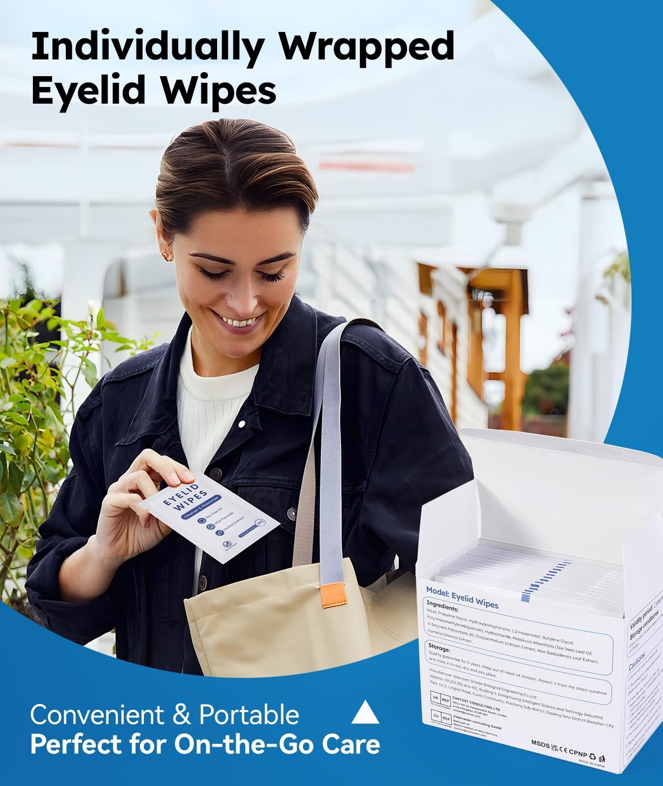 Eyelid Cleansing Wipes for Dry Eye & Blepharitis, Tea Tree Oil Hypoallergenic Ey
