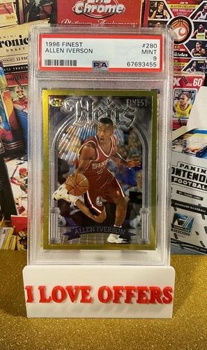 1996 TOPPS FINEST ALLEN IVERSON ROOKIE GOLD HEIRS RARE #280 PSA 9 CSTR READ