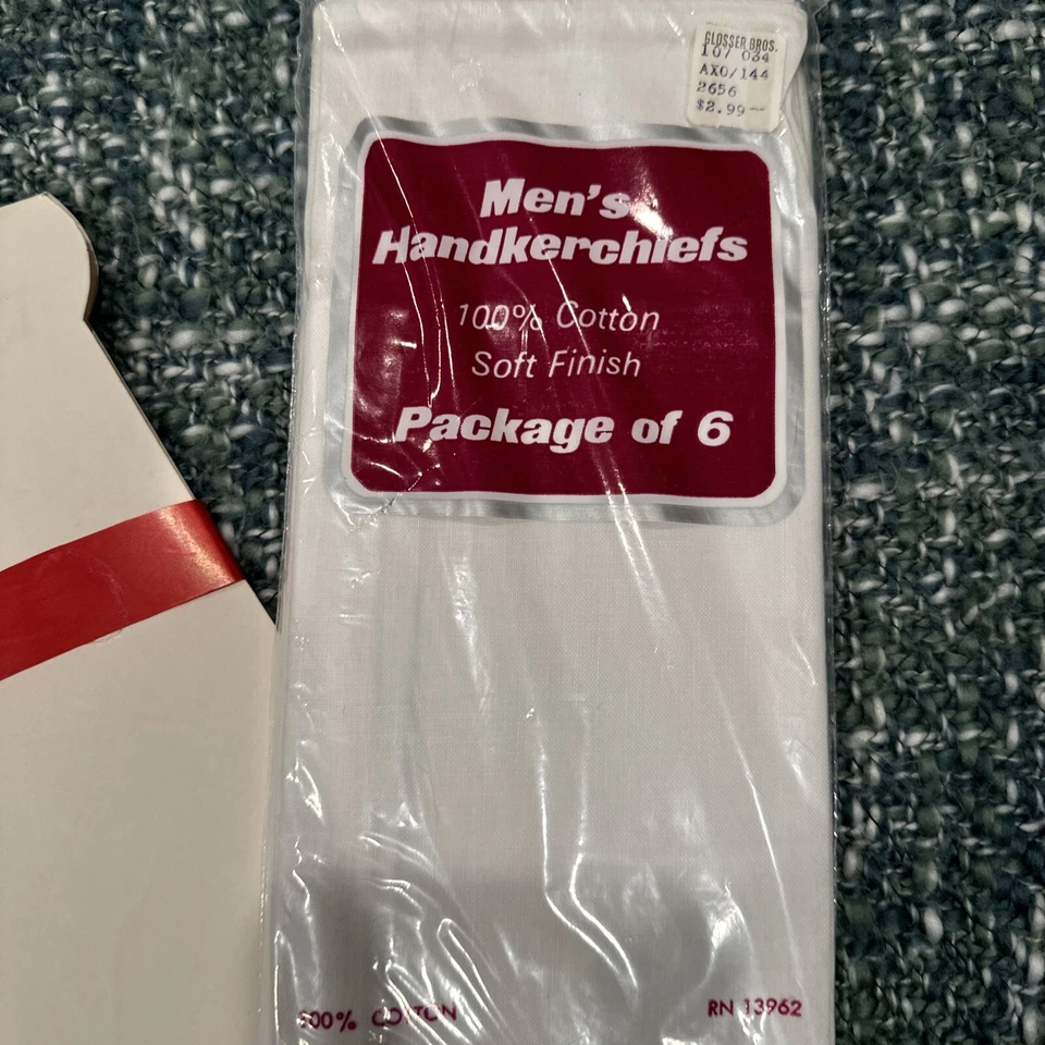 Nuevos 7 pañuelos blancos vintage para hombre todos nuevos en caja de algodón y uno de regalo en caja Foto 2 de 4