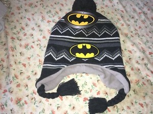 NEW Batman Toboggan Ear Flap Ski Cap Beanie Laplander Pom ...