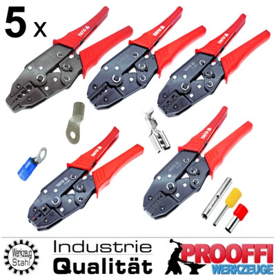 5× Profi Kabelschuhe Kabelverbinder Crimpzange Quetschzange Ratschen Automatic