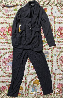 Vintage 80s 90s All That Jazz Black Striped Michael Jackson Suit Set. Size 3/4