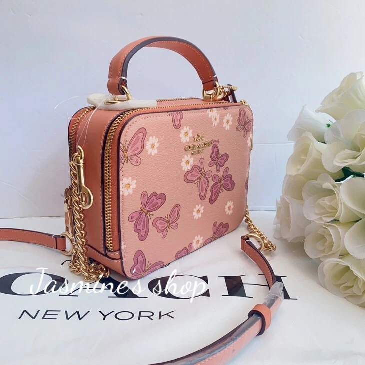 COACH Box Crossbody With Lovely Butterfly Print CH213 Gold Black Multi