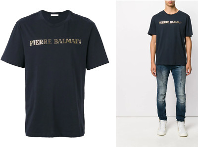 PIERRE BALMAIN MENS ICONIC TOP LOGOSHIRT GOLD LOGO SHIRT KURZARM T-SHIRT 46 S 