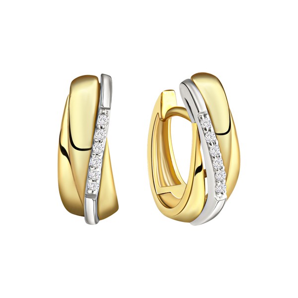 Celesta Gold Klappcreole 375 Gelbgold WeißGold Creole Bicolor 9 Karat Zirkonia-image