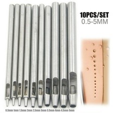 10Pcs Heavy Duty Leather Hollow Hole Punch Set DIY Craft Hand Tools 0.5-5mm
