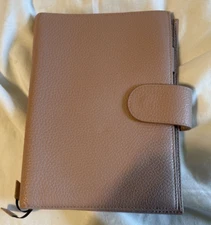 Leather Book Jacket Cover Case Multi Pocket Dusty Rose 7.25"x5.5"x1.25" Folded