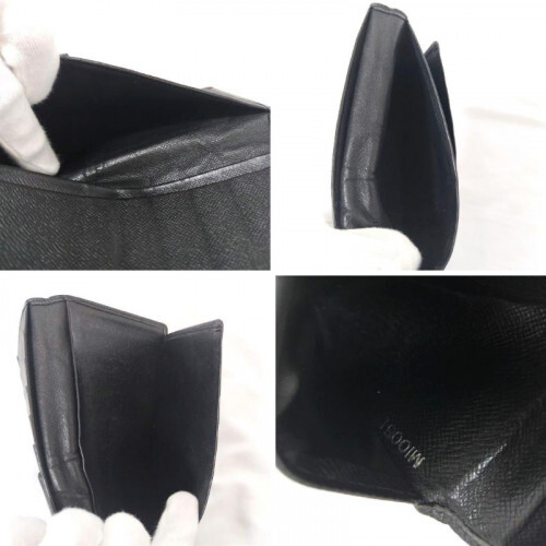 アクセサリー Louis Vuitton M10993 Taiga Louis Vuitton Taiga Long Wallet for Bills in Black Leather