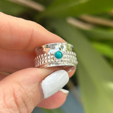925 Sterling Silver Turquoise Spinner Ring Handmade Women Jewelry For Her B 39