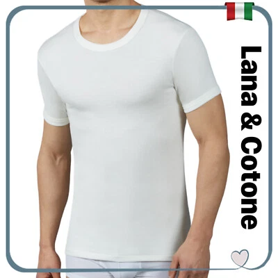 VP Maglia intima lana uomo cotone interno canottiera intimo manica corta maglietta