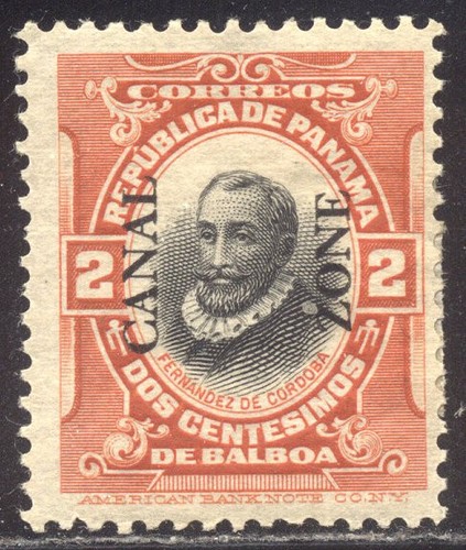 Canal Zone #47 Rare Excellent État Largeur / Cert - 1920 2c Org Vermilion & Noir