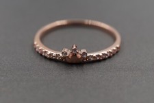10K Solid Yellow Gold 4.5MM Dainty Crown CZ Band Ring. Size 7.75