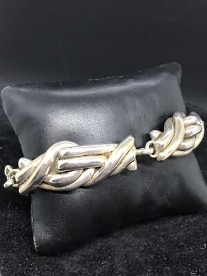 Vintage 925 Sterling Silver Electroform Signed G W  Modernest 2-tone Bracelet