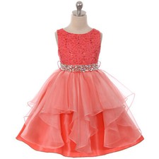 CORAL Size 4 Flower Girl Dress Party Birthday Bridesmaid Wedding Recital Dance