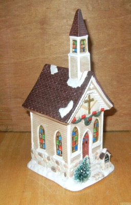 LIGHTED GRACE CHAPEL 1993 SEASONAL SPECIALTIES CHRISTMAS VILLAGE STICKER INTACT