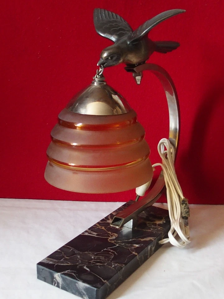LAMPE ANCIENNE PERIODE ART DECO /OISEAU - Photo 2/4