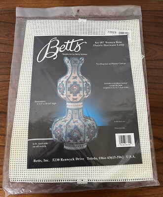 Betts Western Rose Electric Hurricane Lamp Plastic Canvas Kit NEW Kit 687 RARE