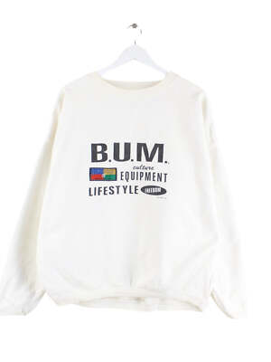 Vintage 1993 BUM Equipment Print Sweater Weiß L Herren