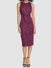 Vince Camuto Women's Purple Aubergine Sequin Lace Bodycon Dress Size 8