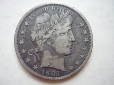 1901-P Barber Half Dollar - Better Date - PQ, Sharp Looking Coin - FREE SHIPPING