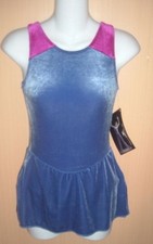 NWT Motionwear Purple Pink Velvet Velour Ice Skating Baton Dress CL Large 12 14