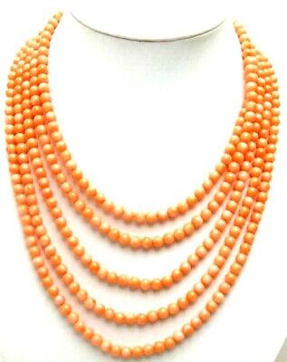 SALE 5-5.5mm Pink Round natural high quality Coral 17“ Necklace-nec4107 