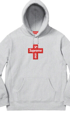 Supreme Cross Box Logo Hoodie- Gray Size Medium BRAND NEW SHIPS