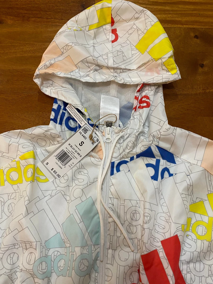 Logo Essentials Windbreaker Fit Sportswear Women\'s Adidas Jacket NWT White Loose eBay |