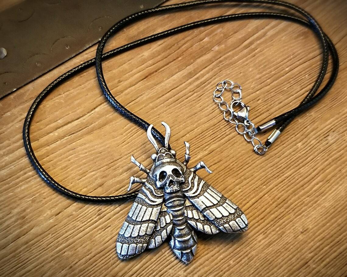 Death's Head Moth, Skull Moth Necklace, Hawkmoth Pendant