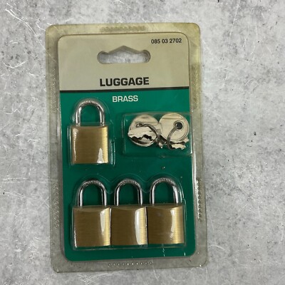 Vintage Set Mit 4 Master Lock Luggage Messing Vorhängeschlösser W/Schlüssel
