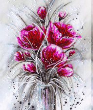 Red Emerald Bead Embroidery Kit   DIY Handmade Beading Craft Set