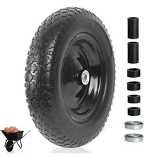 4.80/4.00-8" Flat Free Tire and Wheel - 14.5" Solid Wheelbarrow Tires with 3" -7