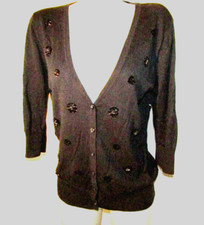MERONA  Size Medium, Black w/Sequins 3/4 Sleeve Tunic Cardigan, 100% Cotton  VGC